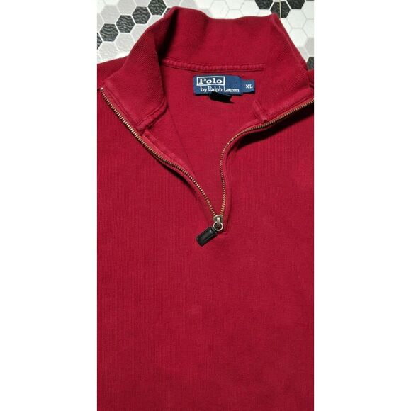 VTG Polo Ralph Lauren Mens Burgundy Quarter Zip Sz XL Pullover Sweater Mock Neck - Picture 4 of 13